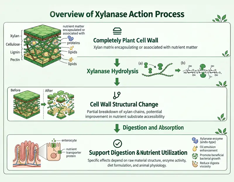 Mechanism of Action of Xylanase Meccanismo d'azione della xilanasi